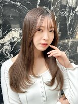 前髪あり韓国カール髪質改善姫カットセミディシアーカラー