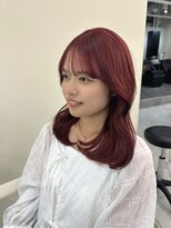 シェノン サントル(CHAINON CENTRE)&nbsp;黒髪/グレーベージュ/レイヤーロング/前髪パーマ