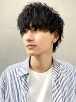 ニュアンスパーマ×重めマッシュウルフ×ダークアッシュ