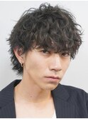 大分波巻きパーマメンズマッシュシャドウパーマツイストパーマ