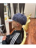 10代20代刈り上げショート短髪ブルーカラー韓国風