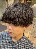 原宿波巻きスパイラルパーマラウンドマッシュ刈り上げ黒髪fifth