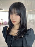 桑名ロングレイヤーカットハッシュカット透明感カラー重めロング