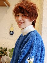 ランプヘアー(LAMP HAIR)&nbsp;オレンジレッドメッシュ可愛い系大人マッシュショートパーマ