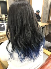 裾カラー☆ブルー