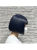 前下がり／切りっぱなし／ボブ／ネイビー／ブルージュ／川口