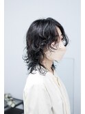 【黒髪印象UP】ウルフのスパイラルパーマ