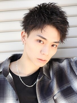 フレイバ 吉祥寺(FLAVA) メンズショート　アップバング　短髪　ニュアンスパーマ