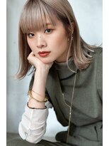 アッシュ 池袋店(Ash)&nbsp;10代20代30代『ハイトーン外ハネミディボブ』　＃池袋駅