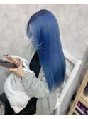 くびれヘアアプリコットオレンジハイライトカラーブルーカラー