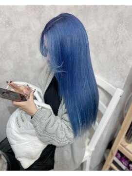 ワンズクロエ 原宿店(ONE's Chloe) イメチェンピンクベージュアンブレラカラー前髪ダークブルー原宿