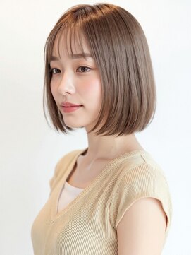 丸みショートボブ/ミルクティーベージュ/ハイトーンカラーp川口