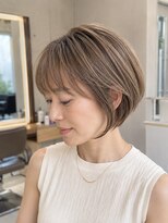 プレステージソファ 仙台(prestige Sofa)&nbsp;40代大人ショートボブ｜白髪ぼかしベージュ×髪質改善