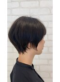 20代30代丸みショートボブ×オリーブアッシュ
