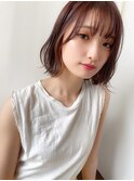 ボブ カーキグレージュ フェザーバング 大人かわいい 20代30代