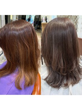 ネオリーブソラ 相模大野店(Neolive sola) 白髪ぼかしハイライトBefore/after 30代40代50代