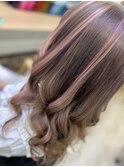 ミルクティー　ベイビーピンク　ふんわりミディアム