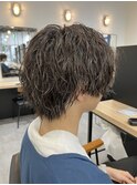 波巻きパーマ　センターパート