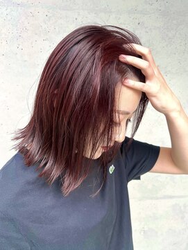 ヘアメイク パッセージノエ 浜田山店(Passage noe) ワインレッド×外ハネミディアム