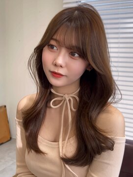 コート 表参道(Cote) 韓国ヘア 2wayバング 顔まわりカットNo.1 レイヤー グレージュ