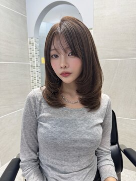 アンジェリカラボ 梅田店(ANGELICA LABO) ミディアムレイヤー×ハッシュカット×ヘーゼルブラウン♪川又