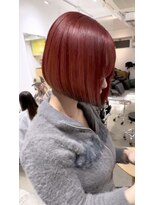 エンネ 新宿(enne) レッドカラー/裾カラー/ハイトーンショート