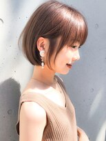 小顔カットハイライトカラーオリーブカラーセミウェットウェーブ