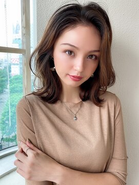 アフロート エル 錦糸町(AFLOAT L) 松宮錦糸町ヨシンモリココアベージュ前髪パーマミディアムウルフ