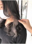 韓国風ブルーブラックとインナーシルバーグレー(ブリーチあり)