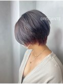 大人ショートボブ ピンク シルバーグレー ケアブリーチ インナー