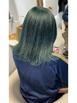 ファムエリア(FEMME AREA) ミントグリーンカラー　ダブルカラー　ブリーチ