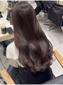 ロングレイヤー/オリーブグレージュ/アッシュグレー/艶髪ロング