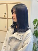 艶髪ブルーブラック/髪質改善カラー/ミディアム