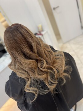 シャルム バイ アローズ 久留米店(CHARM BY AROSE) クセ毛風パーマグラデーションカラーブラウンベージュ巻き髪