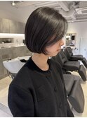 暗髪　シアーブラック　大人ボブ　ナチュラルボブ　美ボブ
