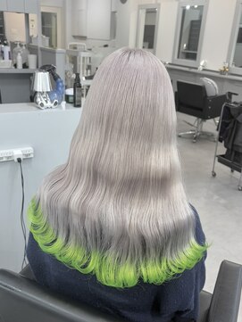 シェイロ(Cielro) エンドカラーライムグリーン×ホワイトカラー☆ハイトーン