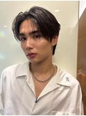 ブルーブラック　センターパート　流れる矯正　フェザーパーマ3