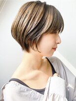 アース 栄店(HAIR&MAKE EARTH) earthショートレイヤーボブミルクティー丸みショートボブ
