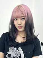 エゴ 池袋(EGO) ルーツカラーデザインカラー ホワイトピンク グラデーション