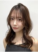 ミディアムレイヤーカットアッシュブラウン似合わせカット