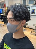 波巻きパーマセンターパートツイストパーマメンズマッシュパーマ