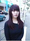 顔まわりレイヤーワイドバング/ワインレッド