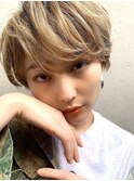 ショートスタイル　ケアブリーチハイライト　グレージュ