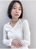 ボブ　ミニボブ　ワンカール　前髪長め　内巻き　パーマ　小顔