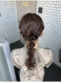 編みおろし ヘアセット ゆるふわヘア デートヘア 参列ヘア