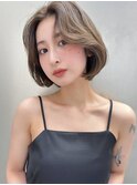 韓国風/お洒落ボブ/ミルクティーベージュ