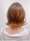 オレンジインナー×くびれボブ