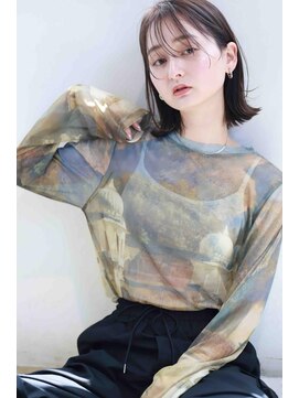 ムウ 難波(MOU) ボブクールショート前髪イメチェンピンクベージュ30代40代50代