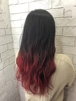 プライズ 所沢プロぺ通り店(prize) グラデーション×赤髪　20代30代40代ブリーチ　ロング　コテ巻き