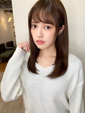 マリアバイアフロート(Maria by AFLOAT) 【山田】ツヤサラストレートセミディ流しシースルーバング